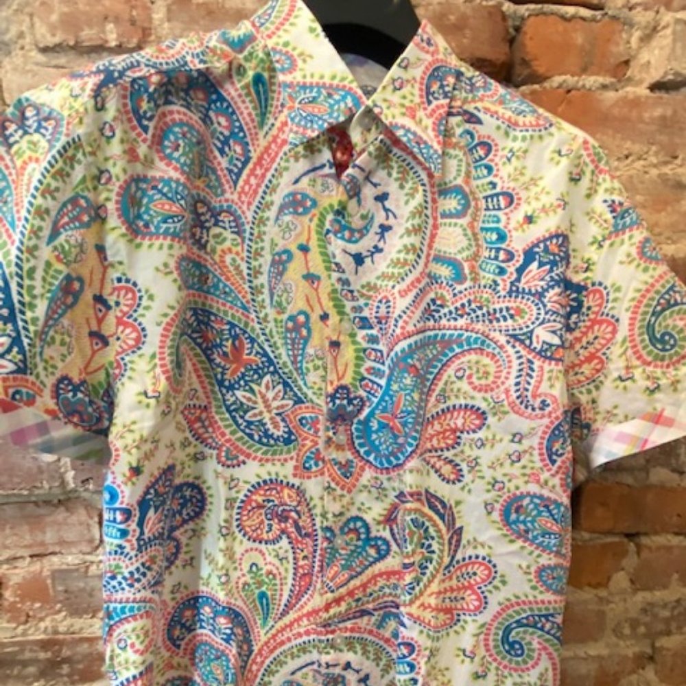 Robert Graham Pattern Short Sleeve L Button Down Excellent
